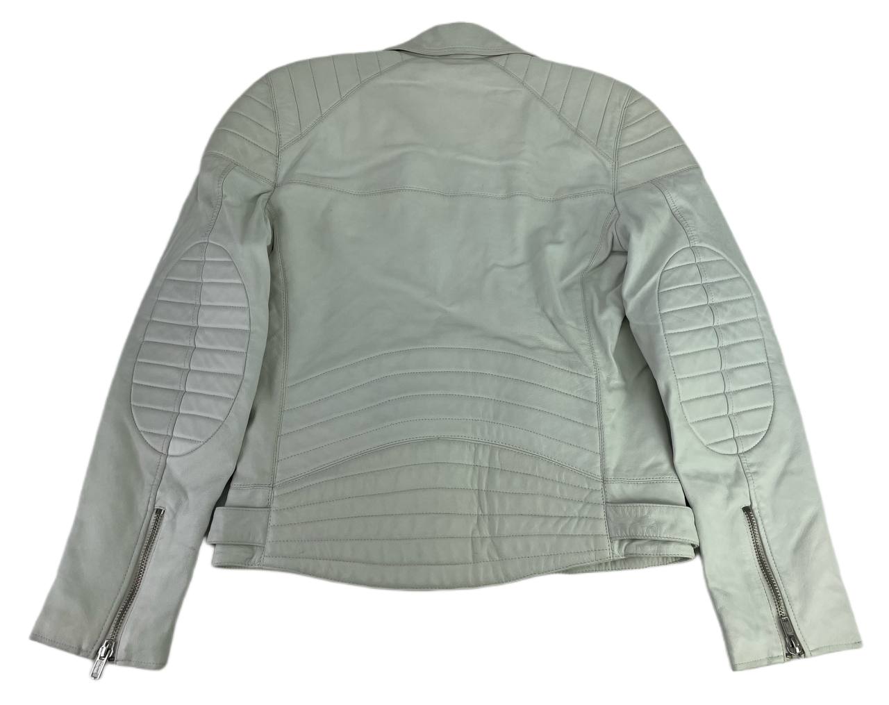 BLK DNM Men's Smoke White Moto Leather Jacket 31 Size Large